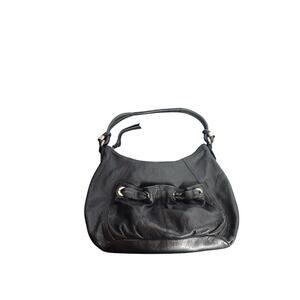 B. Makowsky Black Pebbled Leather Hobo Bag